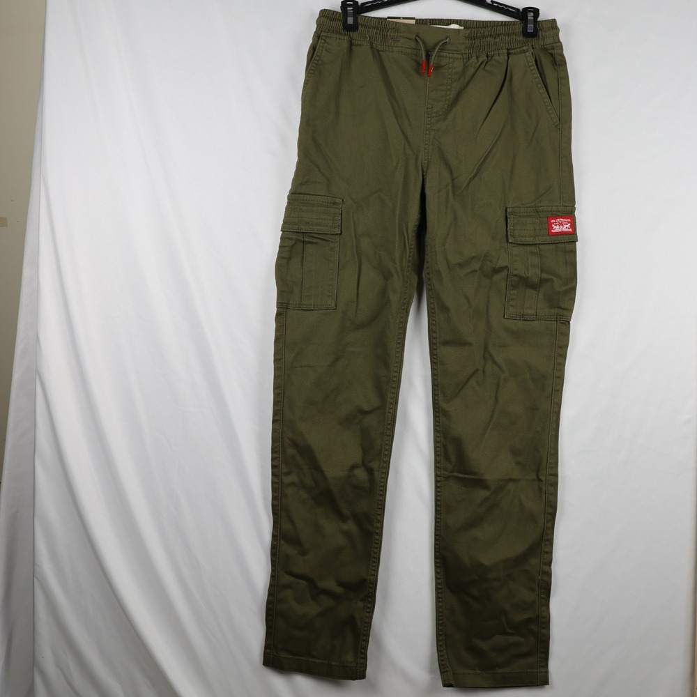 Levi's Cargo Pant Youth‎ 16 Green Stretch Pull On Waistband Tapered Leg Joggers